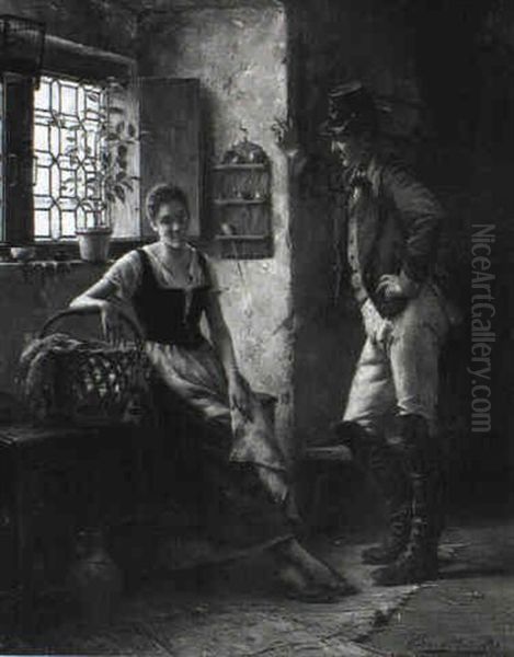 The Flirtation Oil Painting by Gerard Jozef Portielje