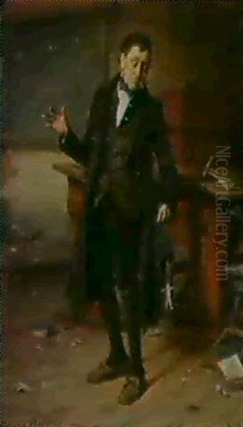 Le Maitre D'ecole                                           De Schoolmeester Oil Painting by Gerard Jozef Portielje