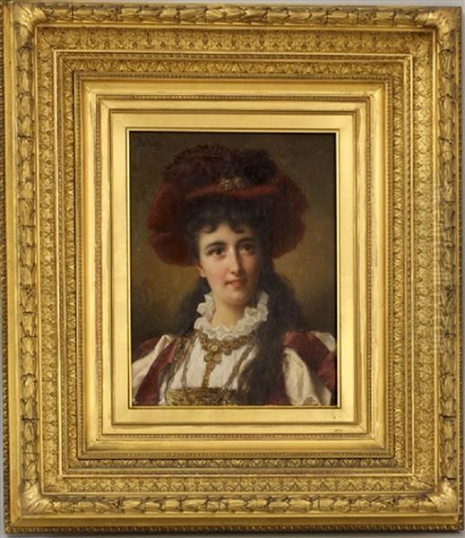 Portrait Of Mrs. Ch. Rode Of New York Oil Painting by Jan Portielje