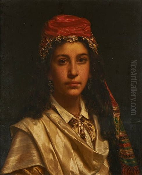 Portrait De Jeune Orientale Oil Painting by Jan Portielje