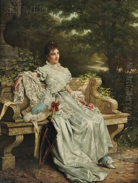 Portrait Of A Woman, Possibly Mrs. Rode Oil Painting by Jan Portielje