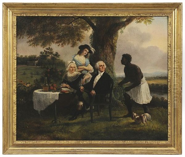 George And Martha Washington At Leisure On The Grounds Of Mount Vernon Oil Painting by Christiaan Julius Lodewyck Portman