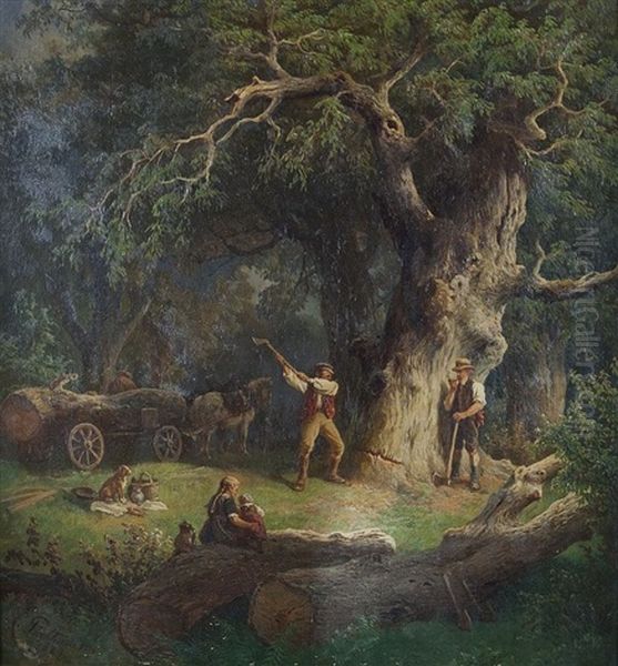 Das Fallen Der Eiche Oil Painting by Wilhelm Porttmann