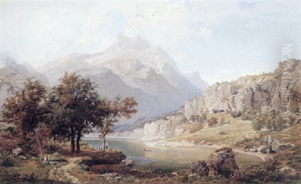 Sommerdag Ved En Bjergso Oil Painting by Wilhelm Porttmann