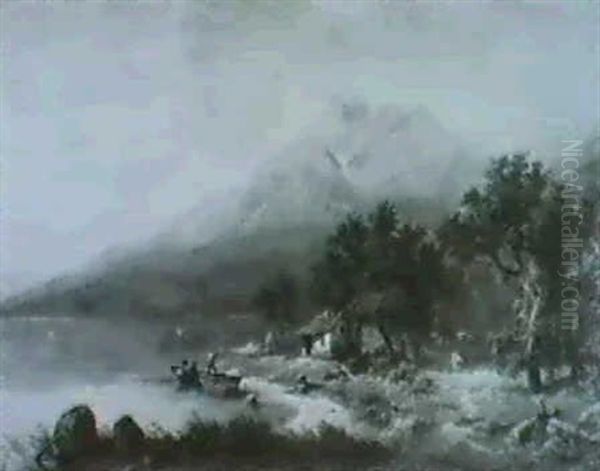 Schweizer Alpensee Oil Painting by Wilhelm Porttmann