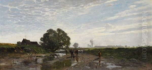 Dorfstrase Nach Dem Regen by Richard Von Poschinger