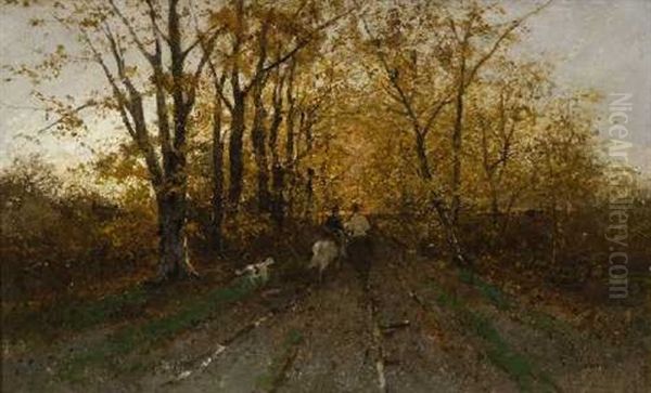 Herbstlicher Ausritt Oil Painting by Richard Von Poschinger