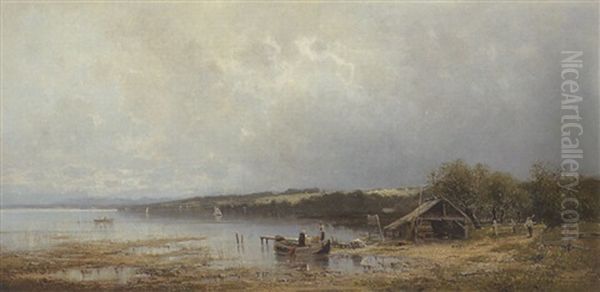 Partie Am Starnberger See Oil Painting by Richard Von Poschinger