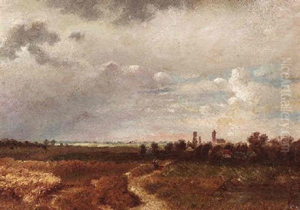 Weite Voralpenlandschaft Bei Aufziehendem Gewitter Oil Painting by Richard Von Poschinger