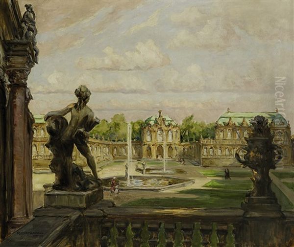 Im Dresdener Zwinger Oil Painting by Rudolf Poeschmann