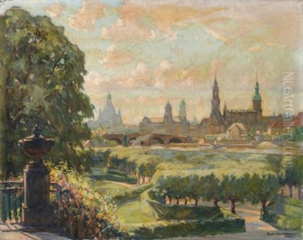 Dresden Vom Japanischen Palaisgarten Oil Painting by Rudolf Poeschmann