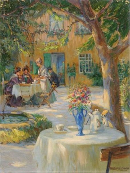 Kaffeegarten Oil Painting by Rudolf Poeschmann