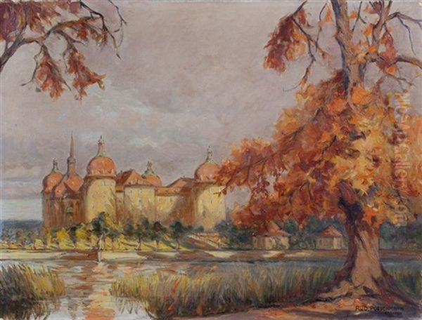 Jagdschlos Moritzburg Im Herbst Oil Painting by Rudolf Poeschmann