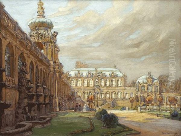 Der Zwinger In Dresden Im Vorfruhling Oil Painting by Rudolf Poeschmann