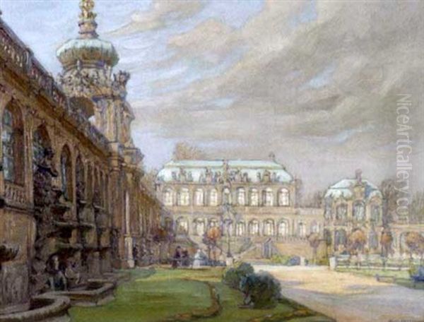 Ansicht Vom Dresdner Zwinger Oil Painting by Rudolf Poeschmann