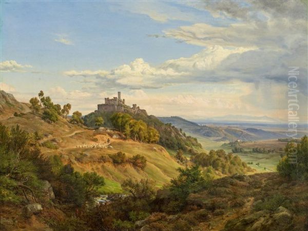 Weite Landschaft Mit Burgruine Oil Painting by Eduard Wilhelm Pose