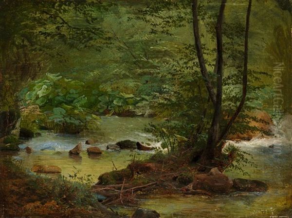 Am Waldbach Oil Painting by Eduard Wilhelm Pose