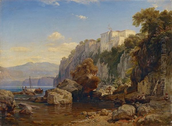 Italienische Kustenlandschaft Oil Painting by Eduard Wilhelm Pose