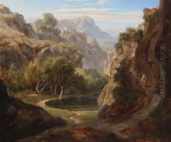 Italienische Gebirgslandschaft Oil Painting by Eduard Wilhelm Pose