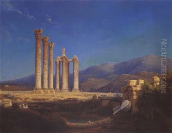 Olympion Bei Athen Oil Painting by Eduard Wilhelm Pose