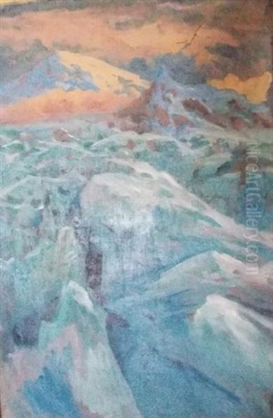 Glacier Dans Le Caucase Oil Painting by Evgeniy Ivanovich Pospolitaki