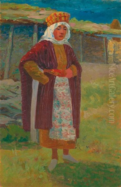 Femme Du Caucase Oil Painting by Evgeniy Ivanovich Pospolitaki