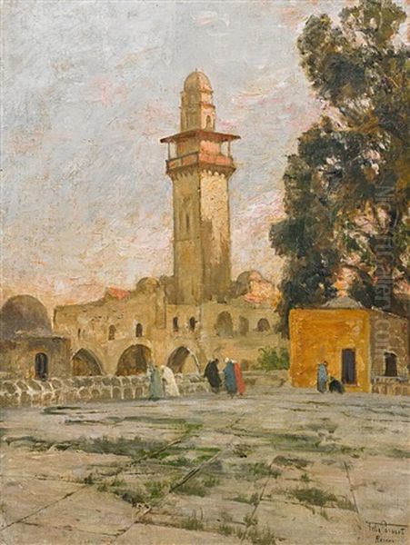 Minarett Auf Dem Tempelberg In Jerusalem Oil Painting by Felix Possart