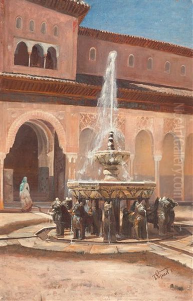 Der Lowenhof Der Alhambra In Granada Oil Painting by Felix Possart