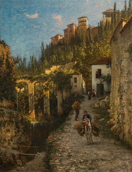 Weg Zur Alhambra In Granada Oil Painting by Felix Possart