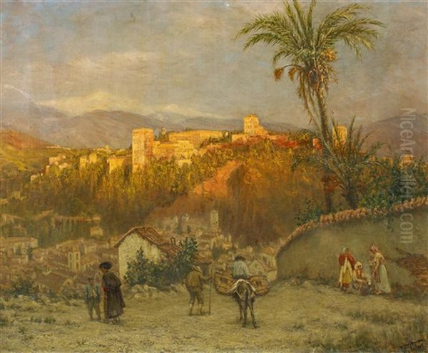 Blick Auf Die Alhambra In Granada Oil Painting by Felix Possart