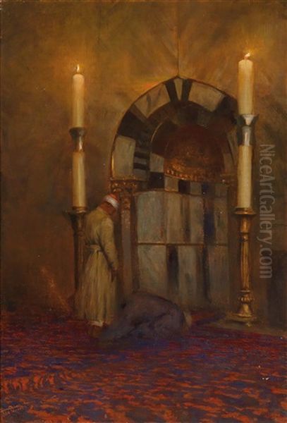 Gebetsnische In Der Omar Moschee In Jerusalem Oil Painting by Felix Possart