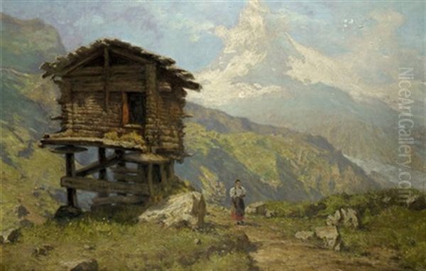 Alpenlandschaft Mit Dem Matterhorn Oil Painting by Felix Possart