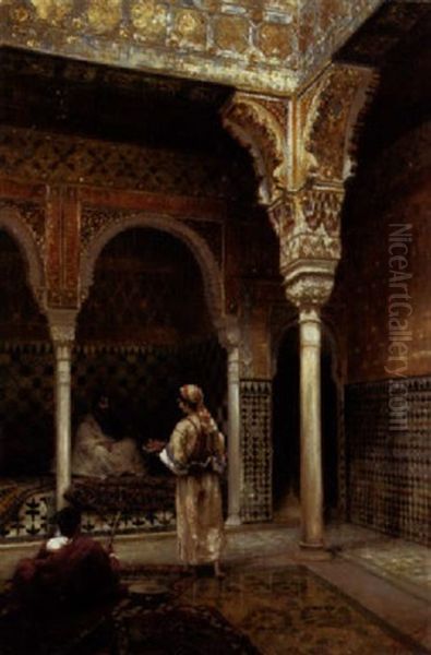 Scene Animee Dans Un Palais Maure Oil Painting by Felix Possart