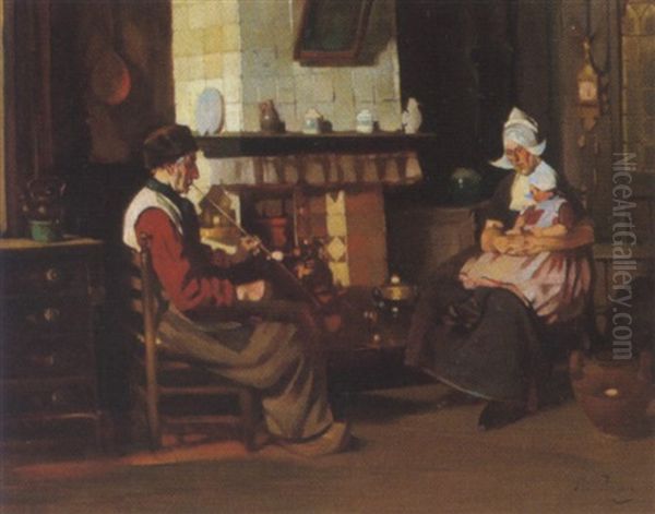 Hollandische Bauernfamilie In Der Kuche by Rudolf Possin