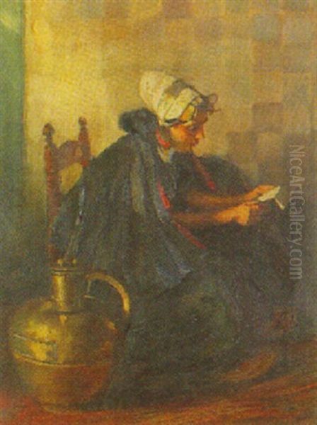 Interieur Mit Lesendem Hollandischen Madchen Oil Painting by Rudolf Possin