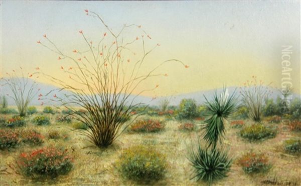 Desert In Bloom Oil Painting by Hugo A. Possner