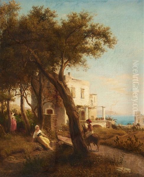 The Bay Of Naples Oil Painting by Eduard Caspar Post