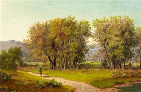 Wanderer In Sommerlicher Landschaft Oil Painting by Eduard Caspar Post