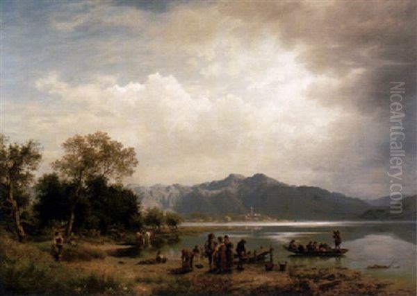 Sommertag An Einem Oberbayerischen See Oil Painting by Eduard Caspar Post