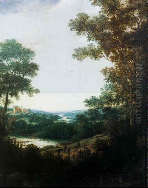 Indians Hunting In A Brazilian Landscape Oil Painting by Frans Jansz Post