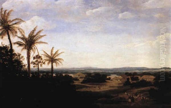 Landscape In Brazil With The Portuguese Residence Oil Painting by Frans Jansz Post