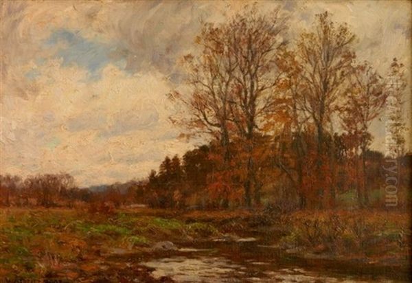 Fall Landscape With Stream Oil Painting by William Merritt Post