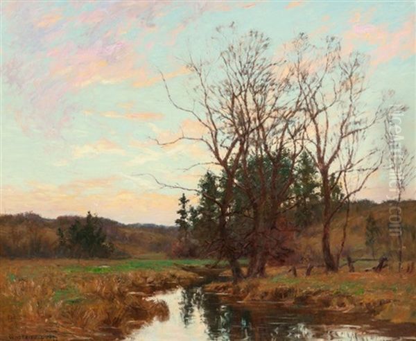 Winding Creek At Sunset Oil Painting by William Merritt Post