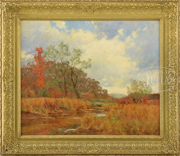 Early Fall Landscape With River And House Oil Painting by William Merritt Post