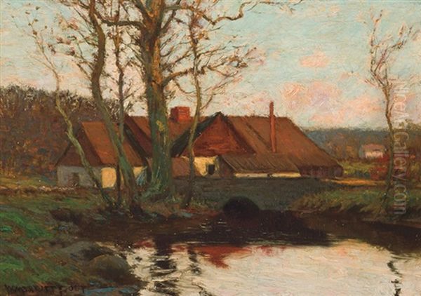 Farm By A Pond Oil Painting by William Merritt Post