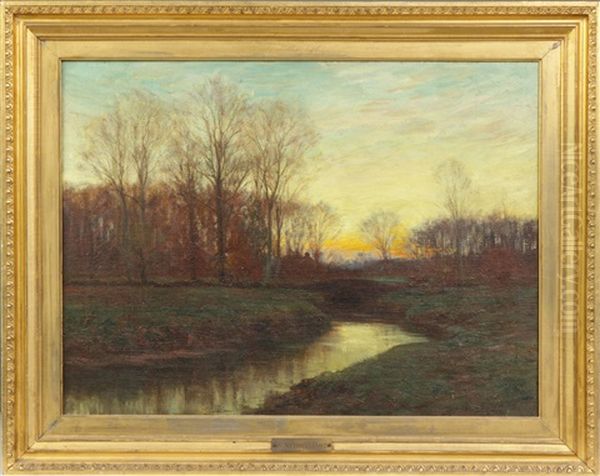 Sunset Landscape Oil Painting by William Merritt Post