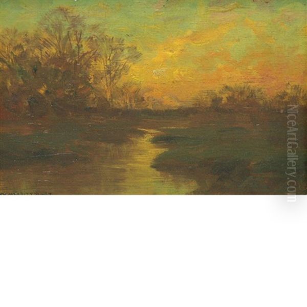 Sunset Over The Water Oil Painting by William Merritt Post