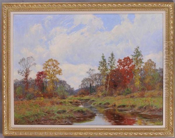 Autumn Landscape With Brook Oil Painting by William Merritt Post