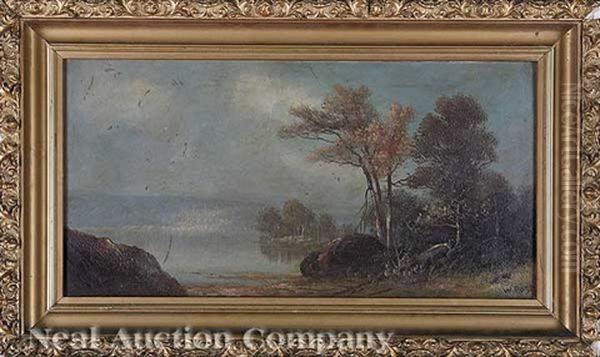 Over The Falls (+ A Lake; Pair) Oil Painting by William Merritt Post