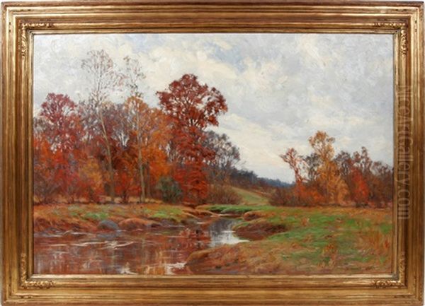 Connecticut Autumn Landscape Oil Painting by William Merritt Post